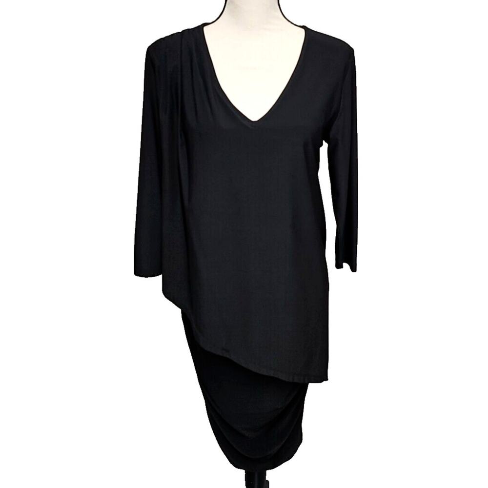 Athena Marie Size Large Midi Dress Tiered Ayssemetric Lagenlook Slinky Knit